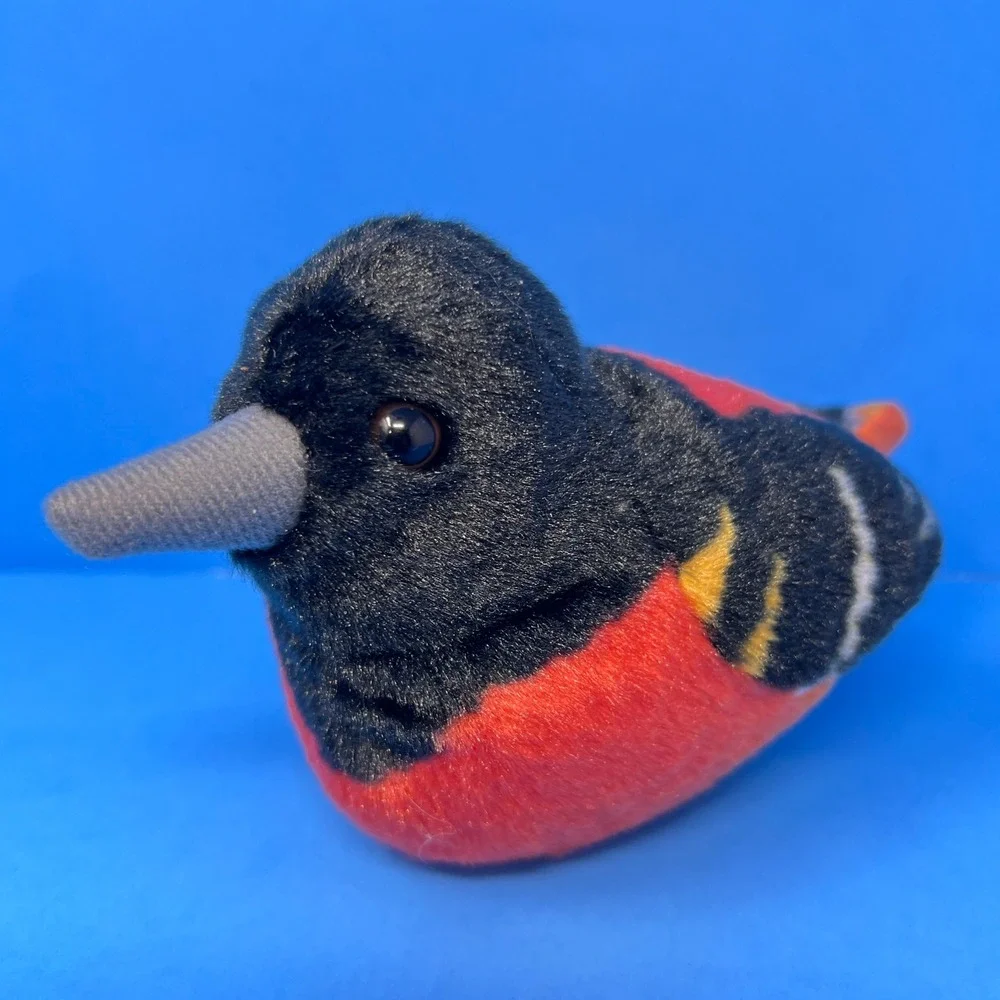 Wild Republic Baltimore Oriole Small Black‎ Orange Tweets Sound Bird Plush Toy